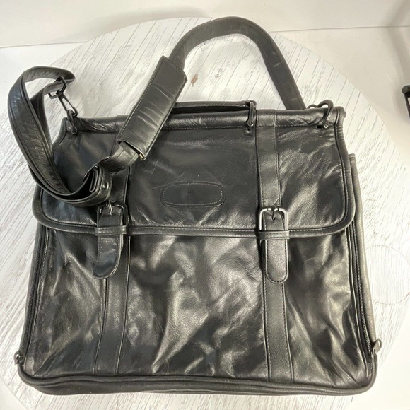 Unbranded Other - Black Leather Messenger Bag Magnetic Snap Button Close Shoulder Strap
